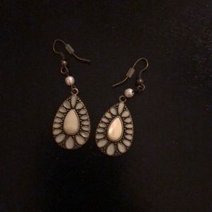 White dangling earrings